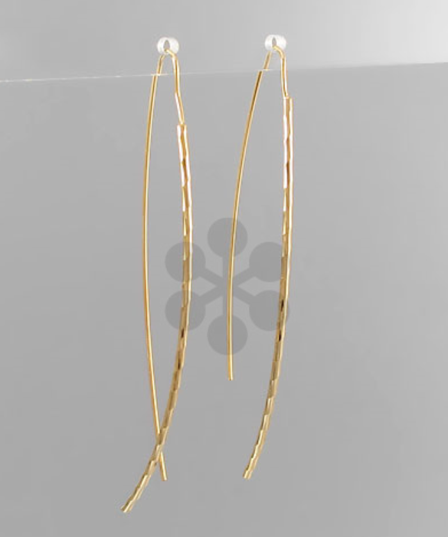 Curved Bar Needle Earrings - Gold