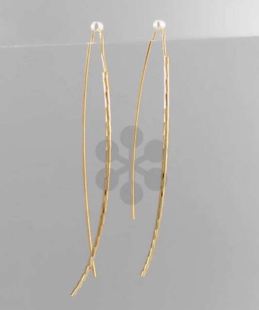 Curved Bar Needle Earrings - Gold