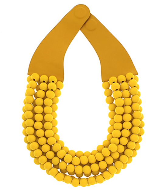 Wood Beaded Magnetic Clasp Necklace - Yellow