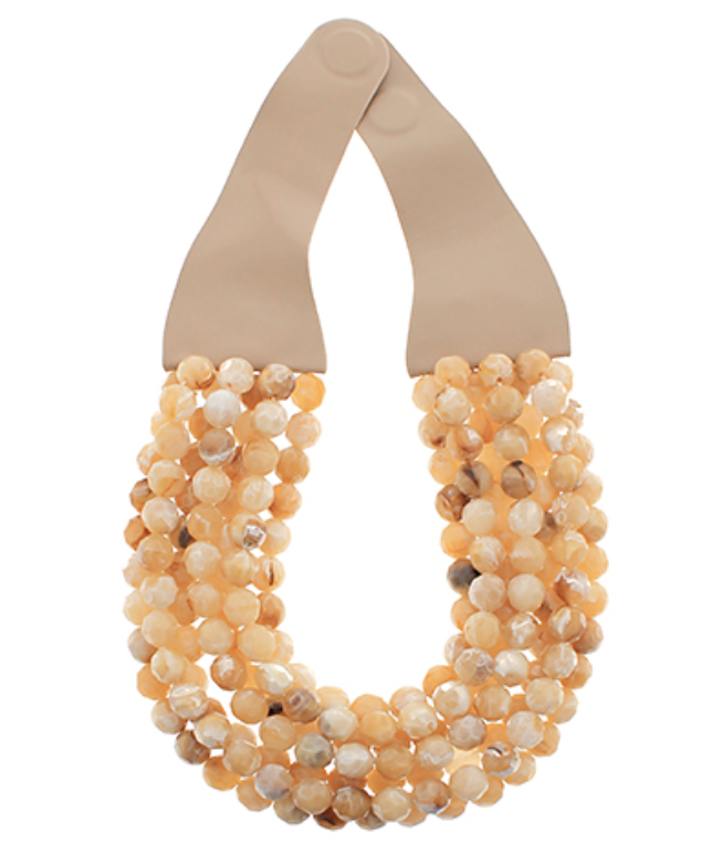 Beaded Magnetic Clasp Necklace - Beige