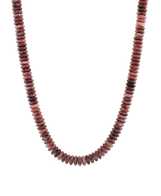 Wide Disk Marble Bead Necklace - Burgundy