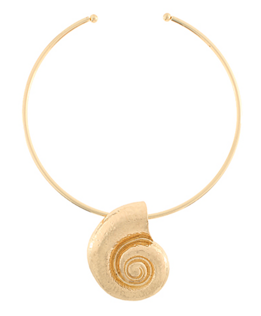 Textured Shell Open Choker Necklace - Gold