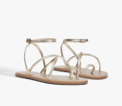 Valeria Two-Toned Flat Sandal - Gold/Silver