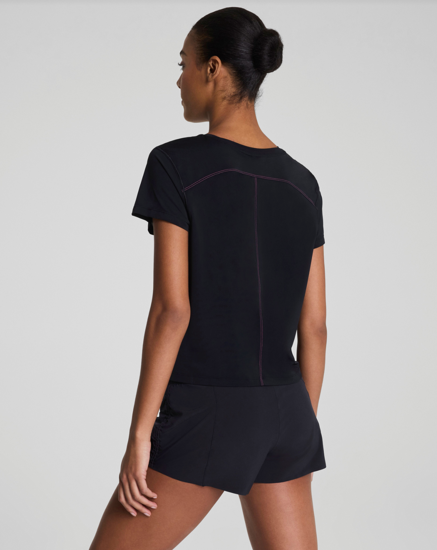 Spanx BoostUp Crewneck Tee Shirt with StayCool Tech - Very Black