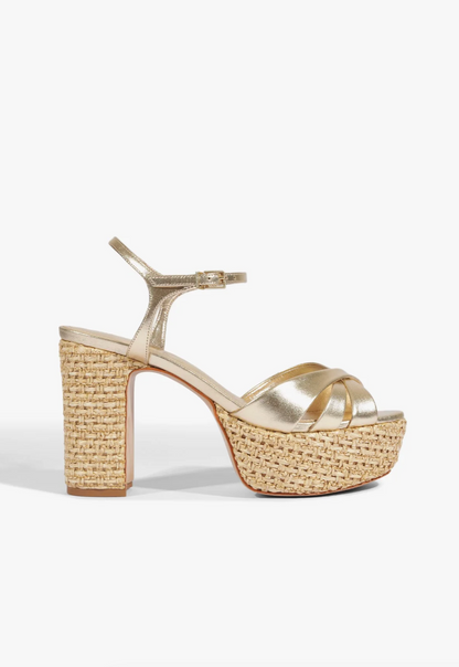 Keefa Raffia Platform Sandal - Platinum Gold