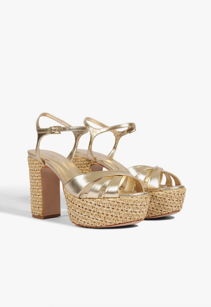 Keefa Raffia Platform Sandal - Platinum Gold
