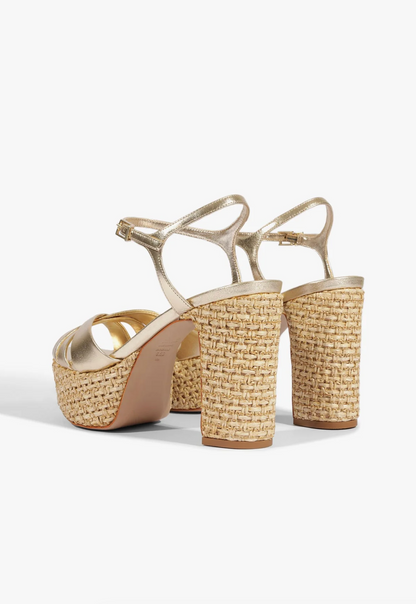 Keefa Raffia Platform Sandal - Platinum Gold