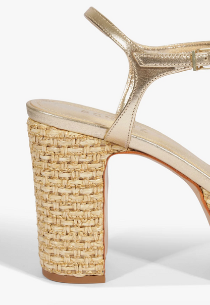 Keefa Raffia Platform Sandal - Platinum Gold