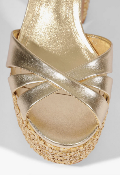 Keefa Raffia Platform Sandal - Platinum Gold