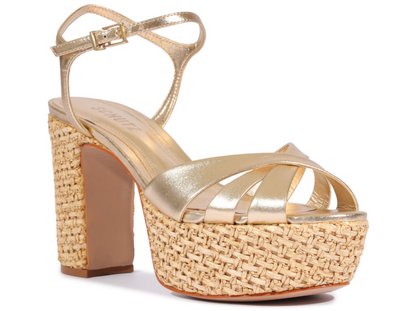 Keefa Raffia Platform Sandal - Platinum Gold