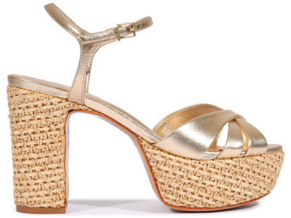 Keefa Raffia Platform Sandal - Platinum Gold