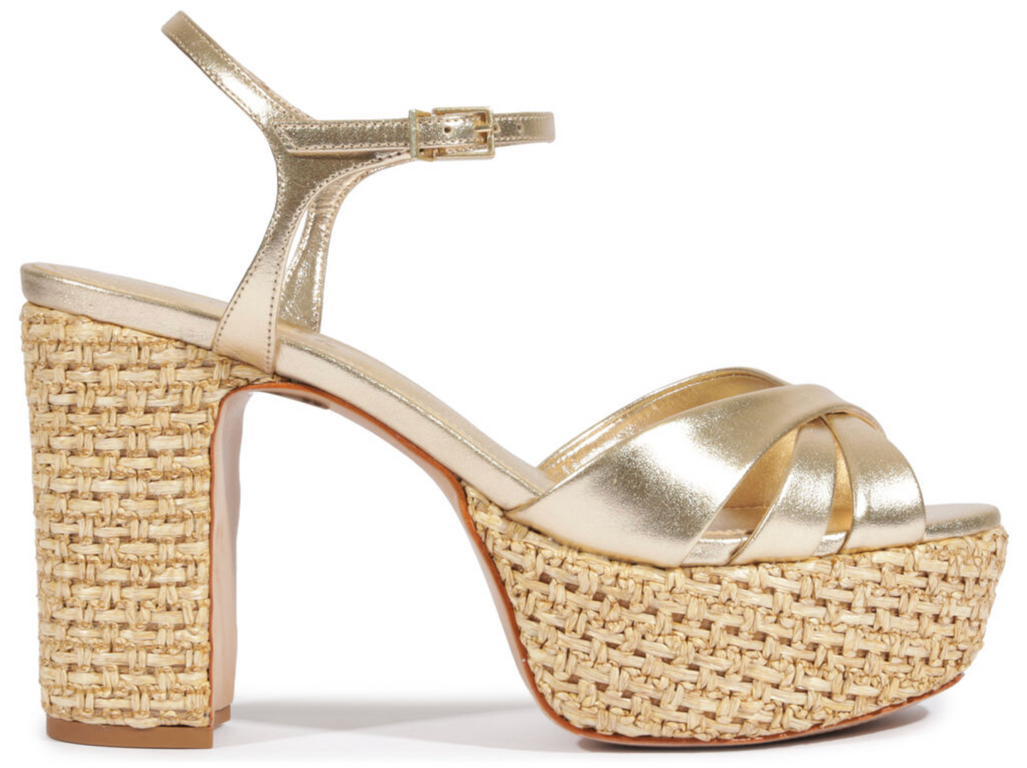 Keefa Raffia Platform Sandal - Platinum Gold