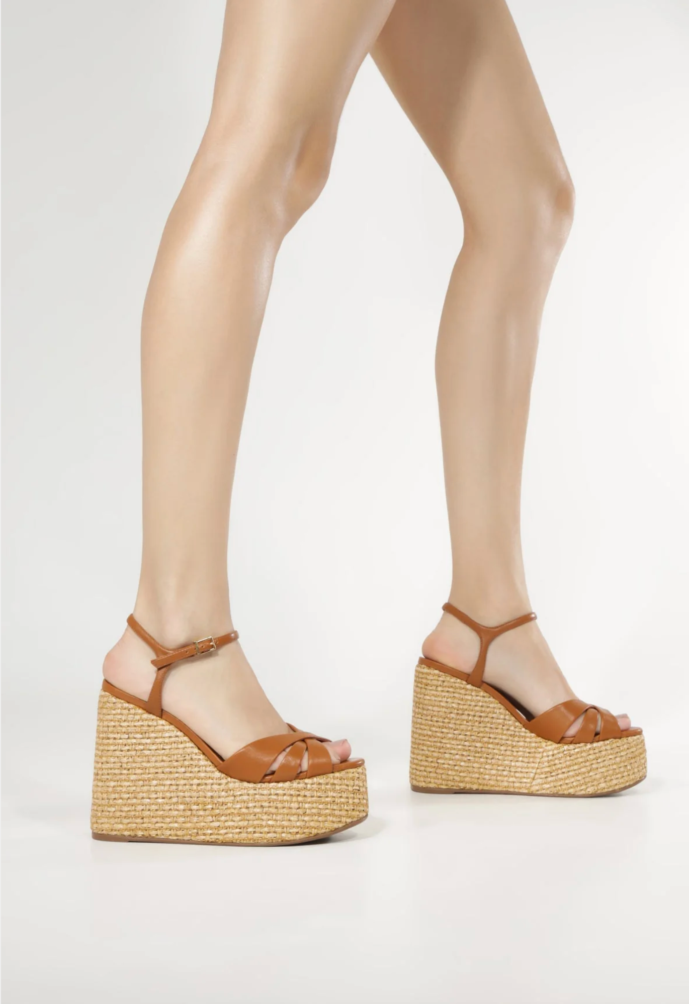 Keefa Raffia Wedge Sandal - Burnt Honey