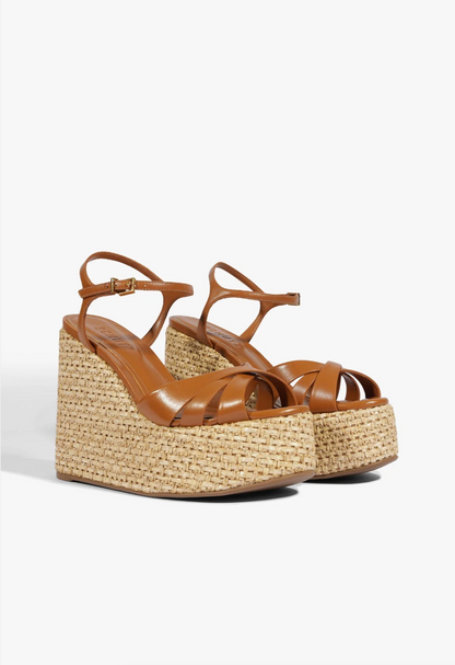 Keefa Raffia Wedge Sandal - Burnt Honey