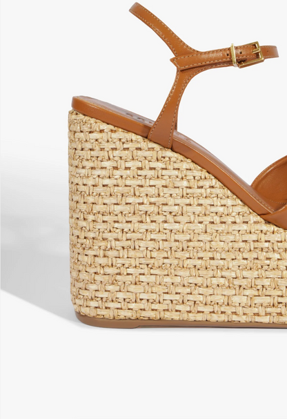 Keefa Raffia Wedge Sandal - Burnt Honey