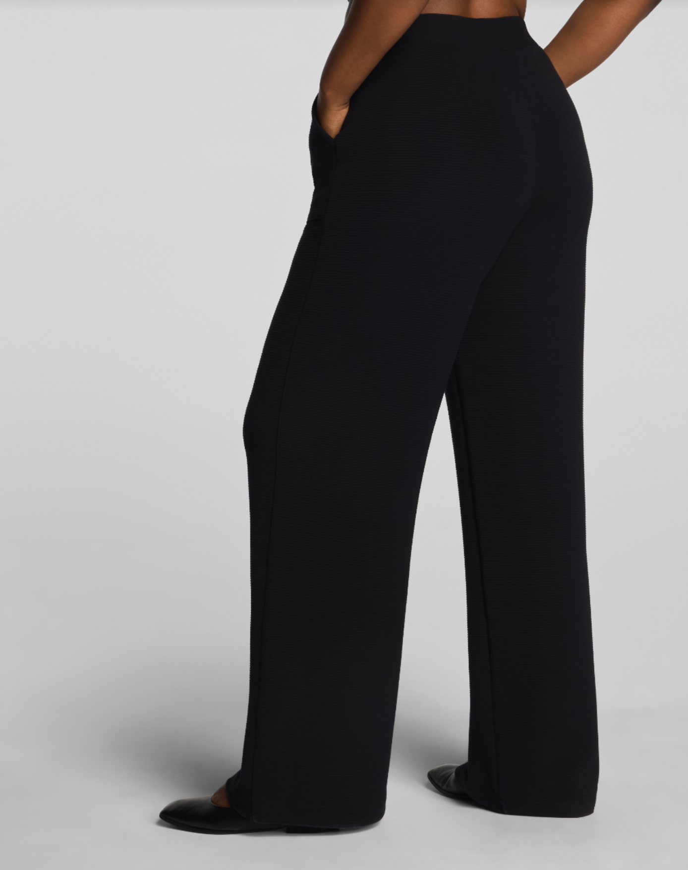 Spanx AirEssentials French Rib Wide Leg Pant - Very Black