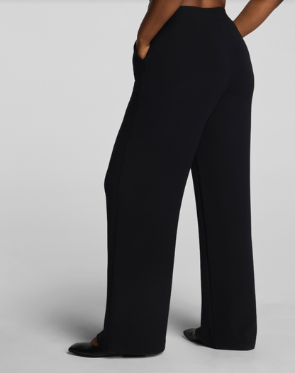 Spanx AirEssentials French Rib Wide Leg Pant - Very Black
