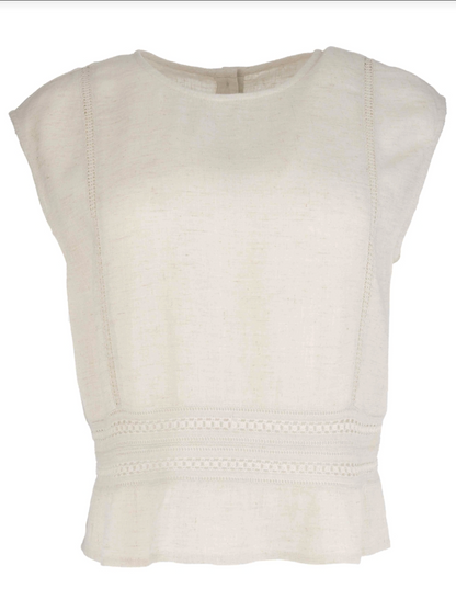 Carly Crochet Lattice Tank Top - White
