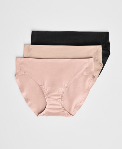 Spanx Fit-To-You Bikini 3-Pack Box - Very Black/Toasted Oatmeal/Vintage Rose
