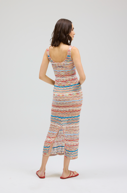 Bianca Dress - Blue/Red Multi