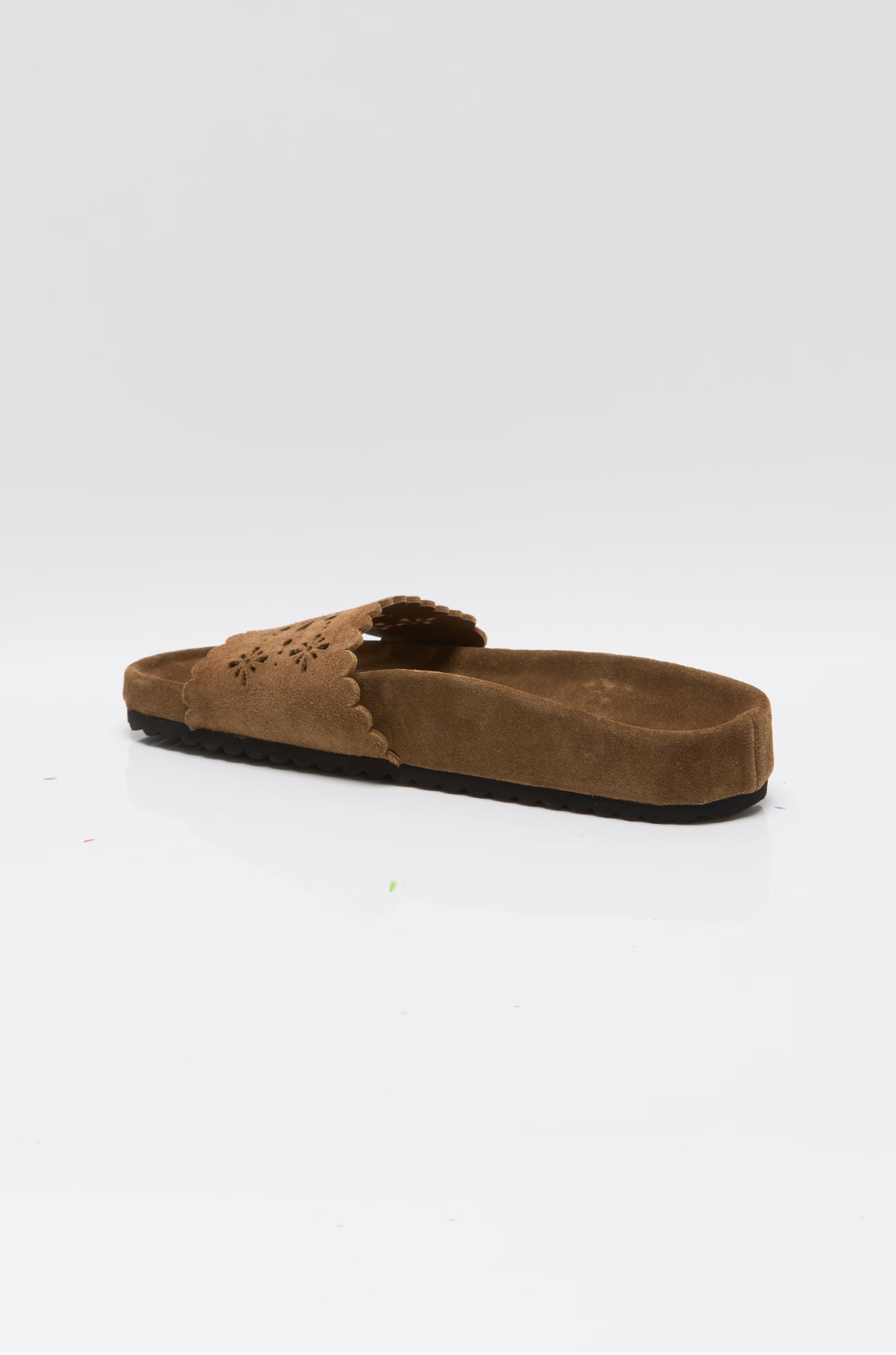 Free People Shore Cut-Out Footbed Sandals - Light Toffee Suede