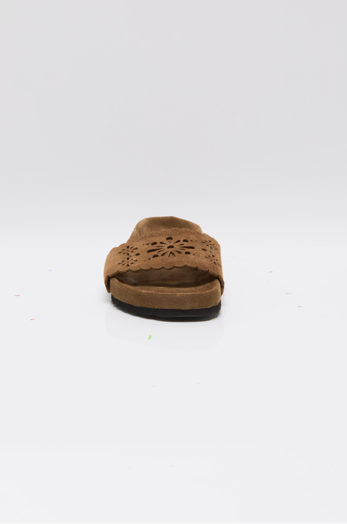 Free People Shore Cut-Out Footbed Sandals - Light Toffee Suede