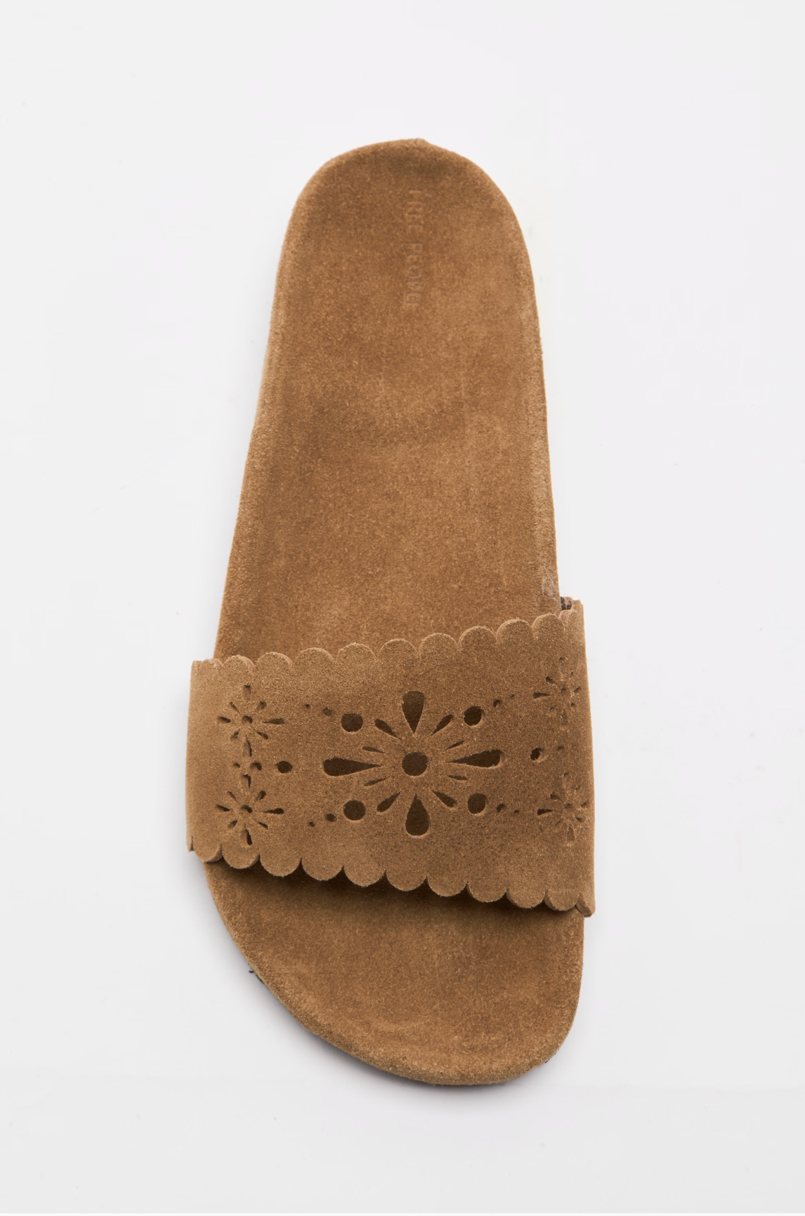 Free People Shore Cut-Out Footbed Sandals - Light Toffee Suede