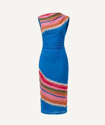 Carrie Midi Dress - Watercolor Stripe