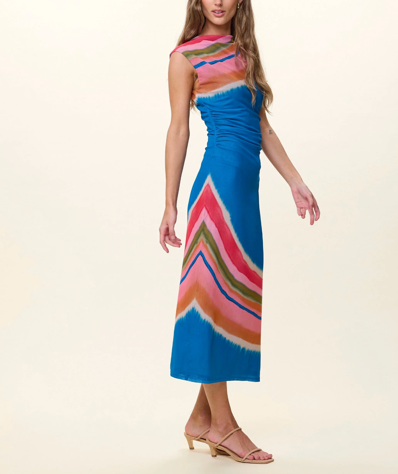 Carrie Midi Dress - Watercolor Stripe