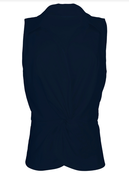 Sara Linen Top - Navy