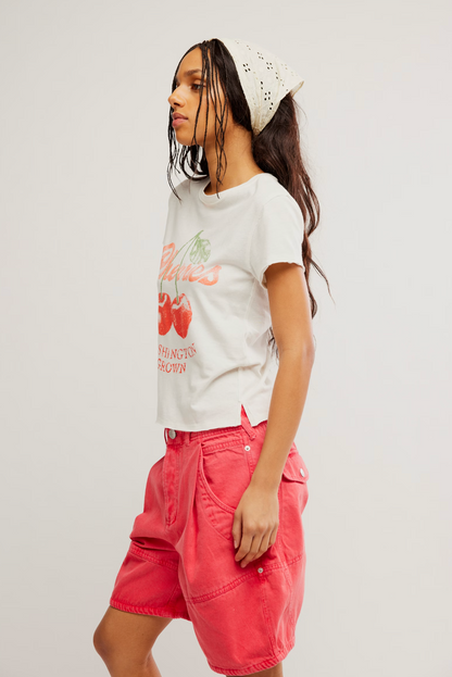 Free People Nova Graphic Tee Shirt - Cherry Combo