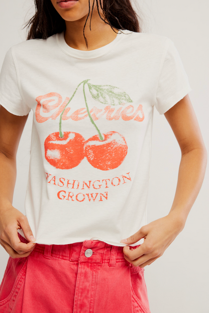 Free People Nova Graphic Tee Shirt - Cherry Combo