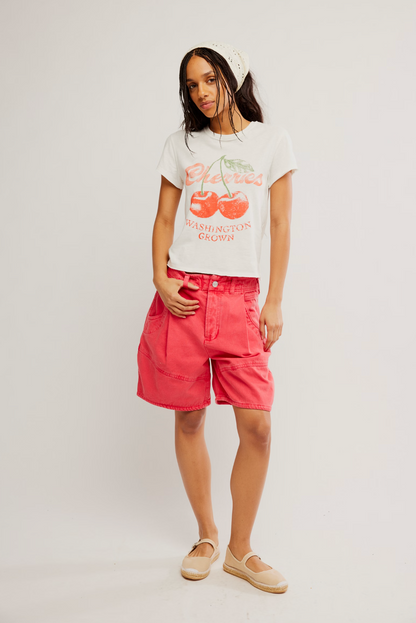 Free People Nova Graphic Tee Shirt - Cherry Combo