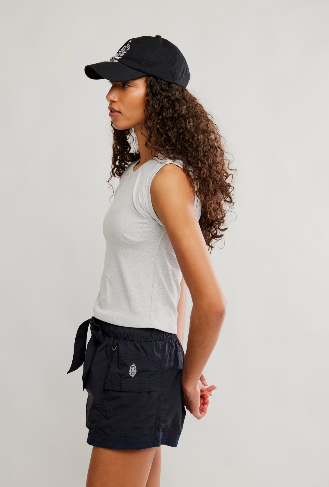 Free People Love My Twist Muscle Tank Top - White Heather Grey