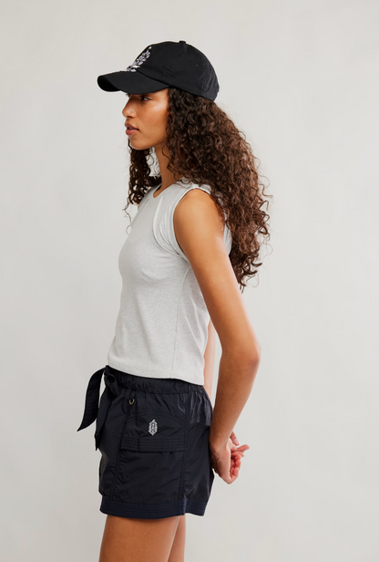 Free People Love My Twist Muscle Tank Top - White Heather Grey