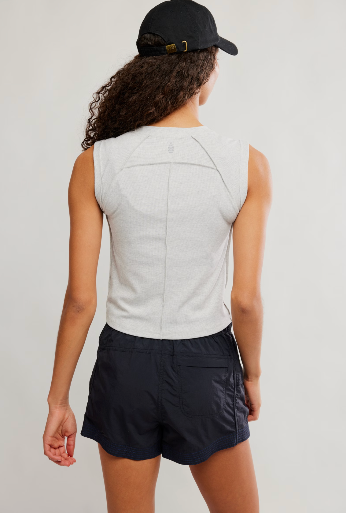 Free People Love My Twist Muscle Tank Top - White Heather Grey