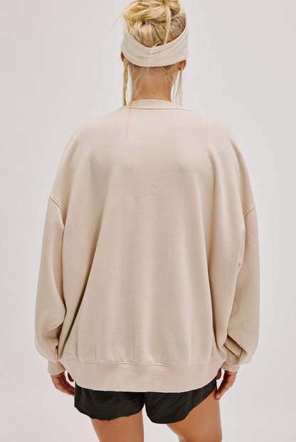 Free People Slow It Down Pullover Top - Morning Oat