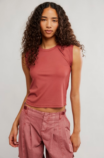 Free People Love My Twist Muscle Tank Top - Fired Clay