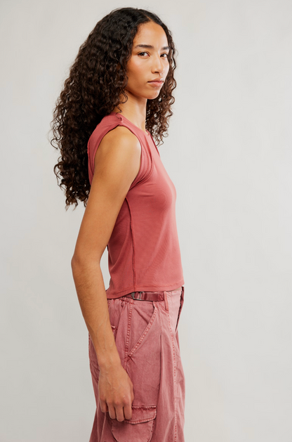 Free People Love My Twist Muscle Tank Top - Fired Clay