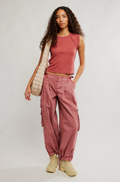 Free People Love My Twist Muscle Tank Top - Fired Clay
