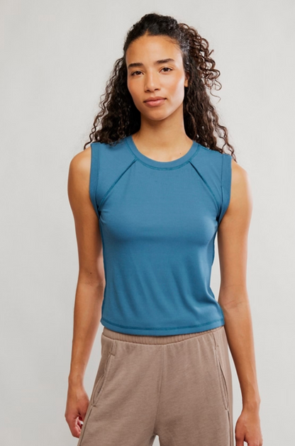 Free People Love My Twist Muscle Tank Top - Riptide