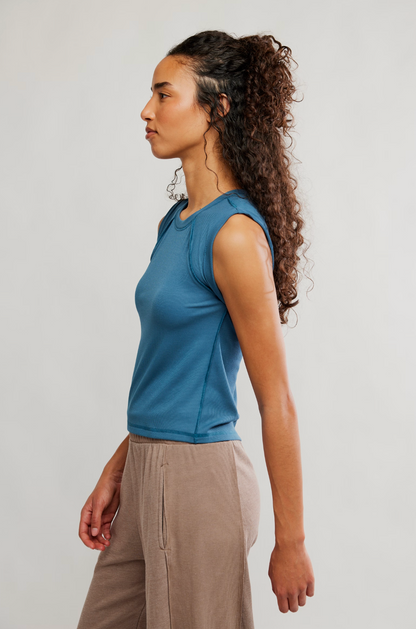 Free People Love My Twist Muscle Tank Top - Riptide