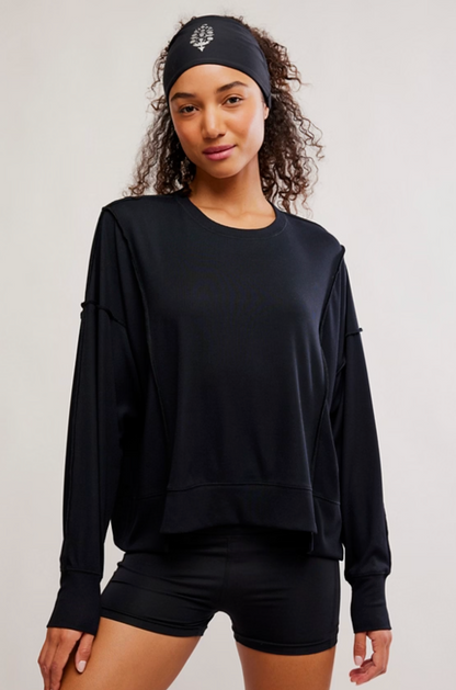Free People All My Love Long Sleeve Top - Black