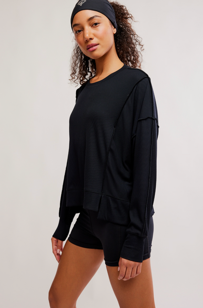 Free People All My Love Long Sleeve Top - Black