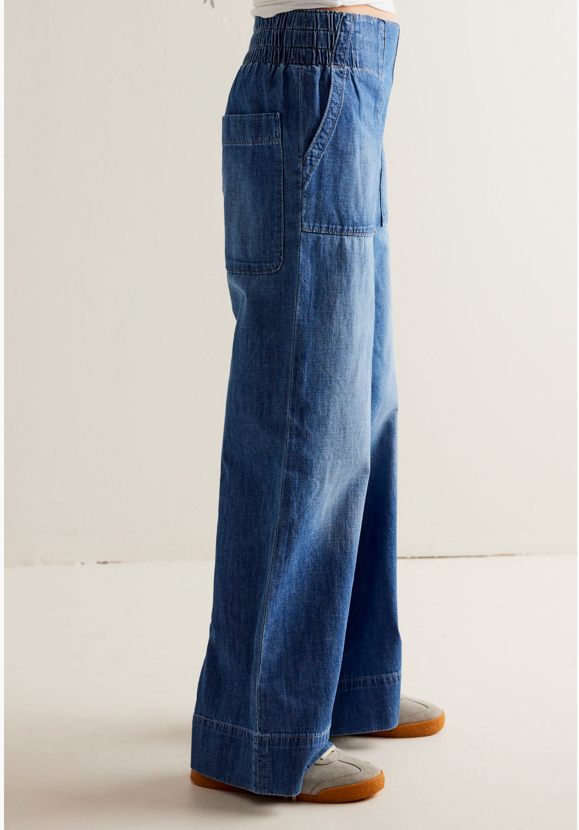 Free People Breezy Denim Pull-On Jeans - Cobalt
