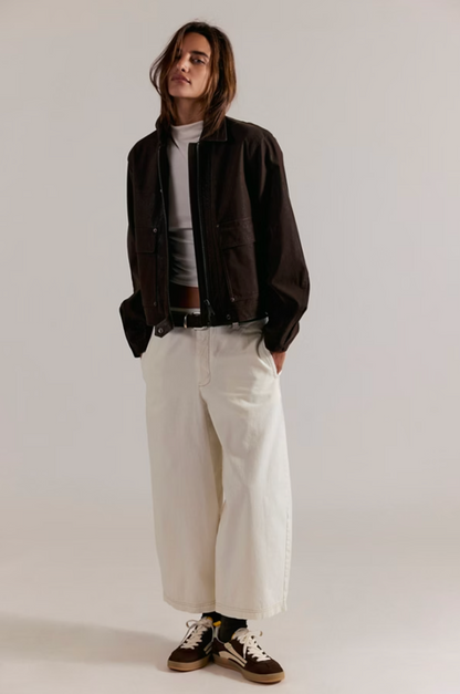 Free People Lay Down Chino Trousers - Clean Ivory