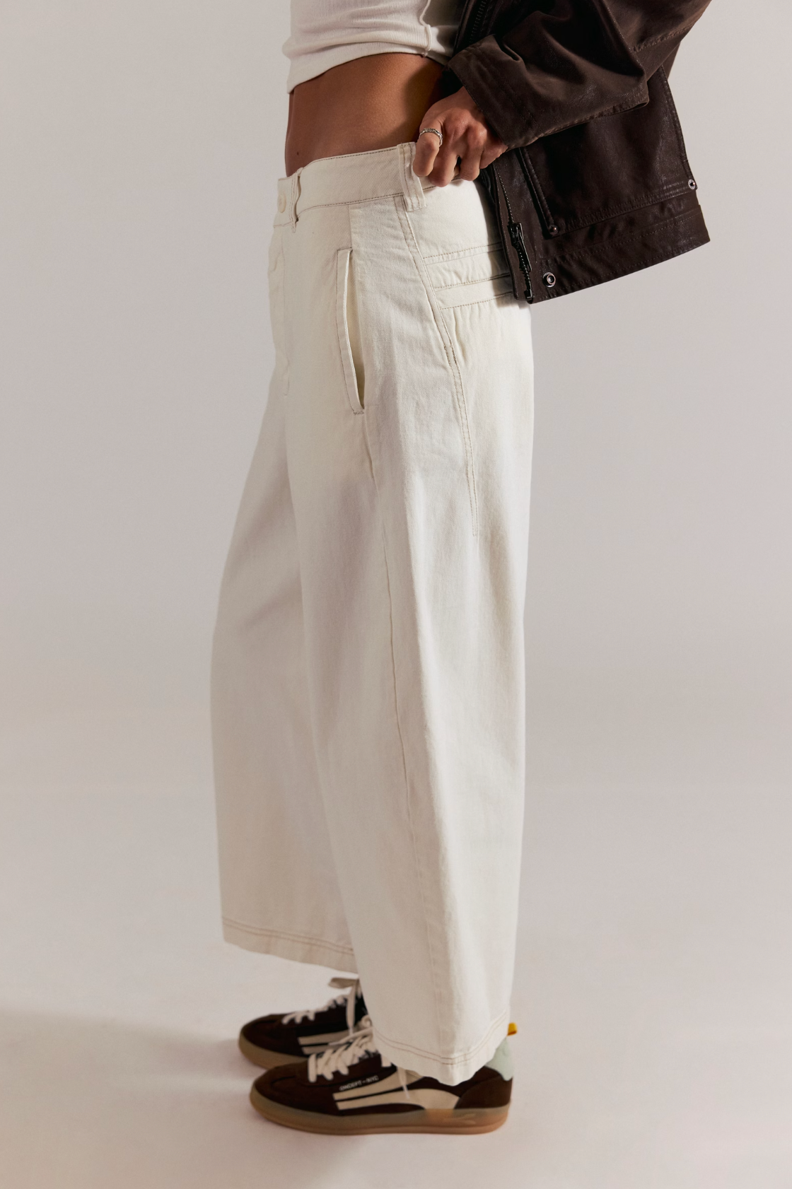 Free People Lay Down Chino Trousers - Clean Ivory