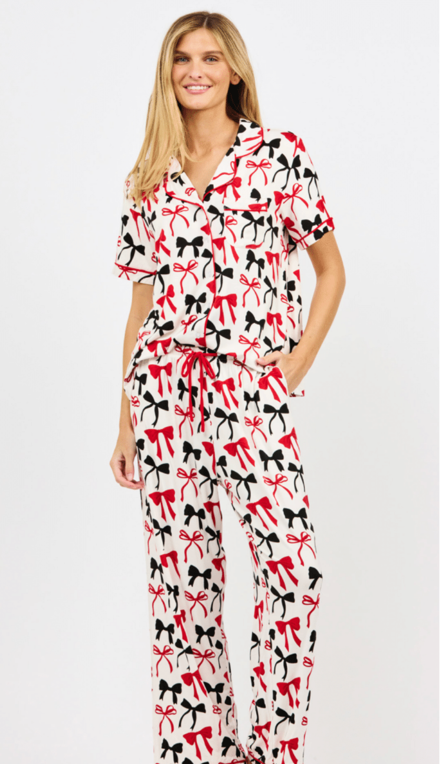 Charlotte Pajamas - Red/Black Bows