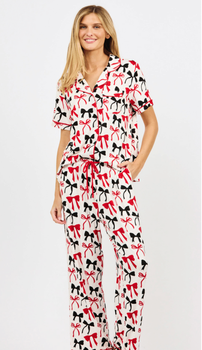 Charlotte Pajamas - Red/Black Bows