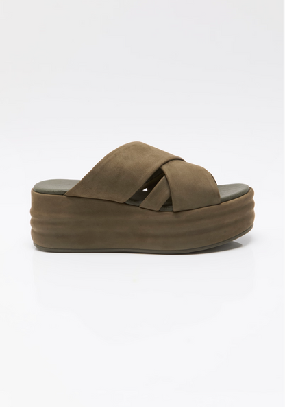 Free People Wanderbay Flatform Sandals - Olive